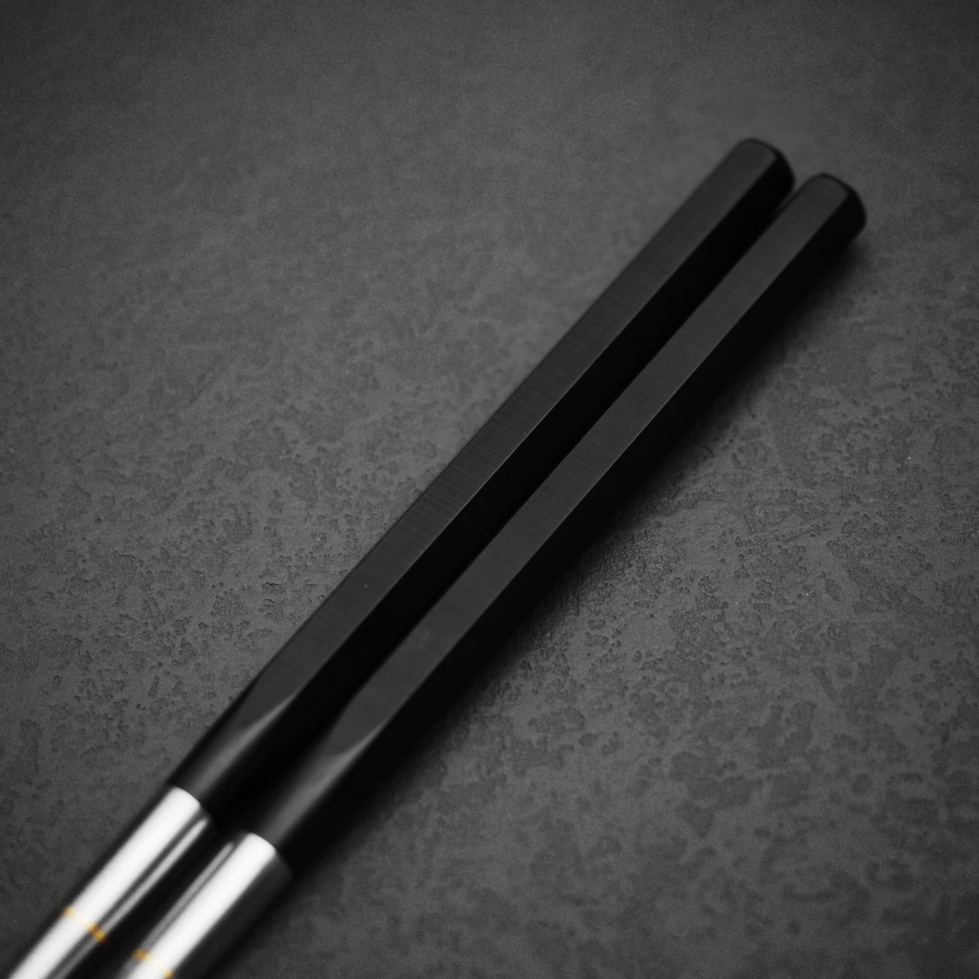 Top view of the handle of 180mm moribashi plating chop sticks with hexagonal handle