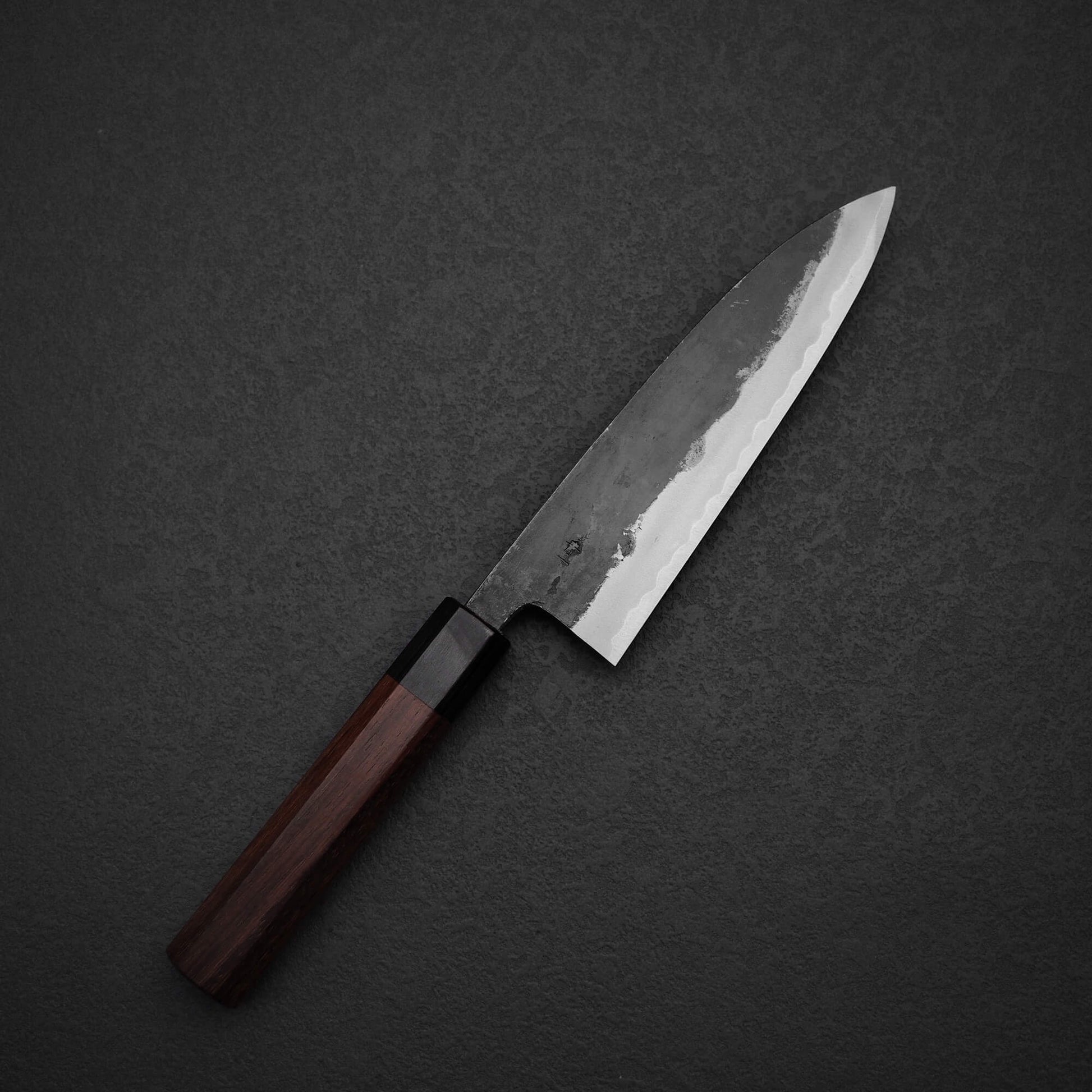Top view of Murata Buho kurouchi aogami#1 funayuki knife