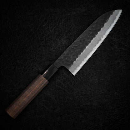 Yoshihiro tsuchime kurouchi AS (aogami super) 165mm santoku (with saya) - Zahocho Japanese Knives