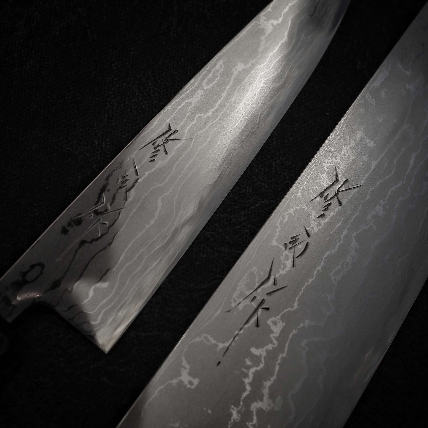 Toyama aogami #2 damascus 240mm gyuto & 150mm petty knife (combo deal) - Zahocho Japanese Knives