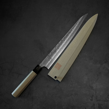 Yoshihiro nashiji ginsan sujihiki 270mm (with saya) - Zahocho Japanese Knives