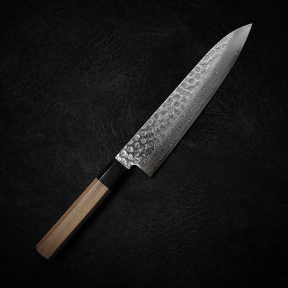 Yoshihiro tsuchime damascus VG10 210mm gyuto (with saya) - Zahocho Japanese Knives