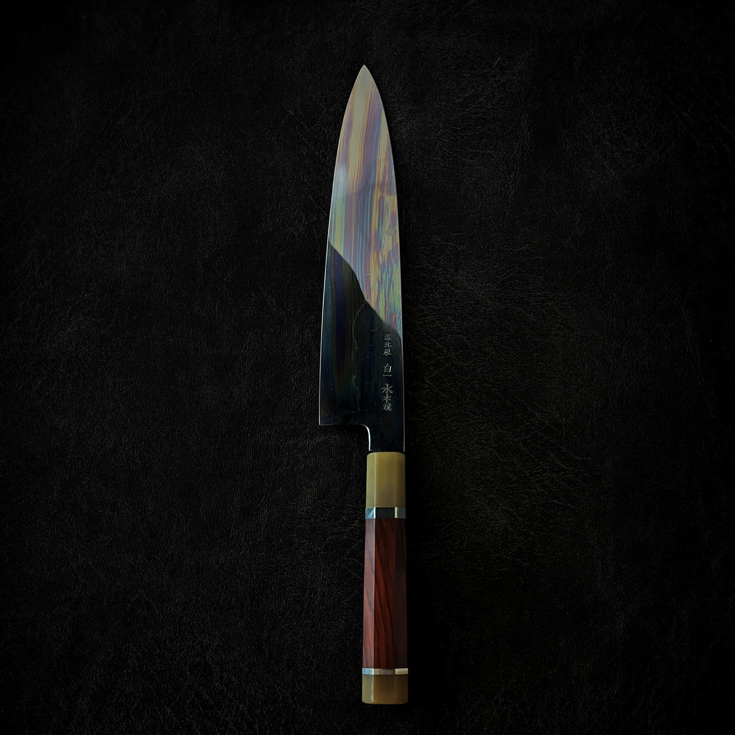 Yoshikazu Ikeda shirogami#1 honyaki 240mm gyuto (Mt. Fuji hamon) - Zahocho Japanese Knives