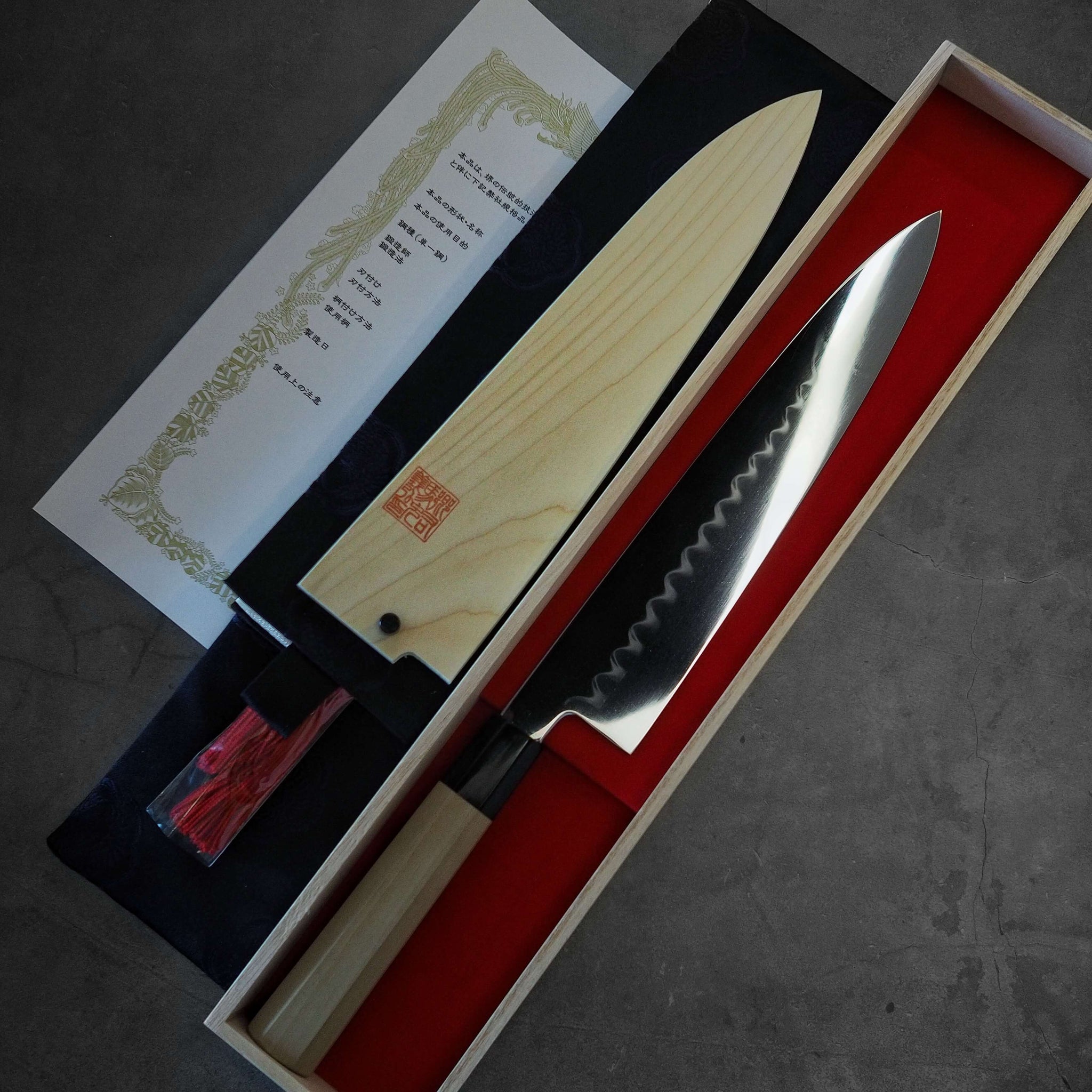 Yoshikazu Ikeda shirogami1 honyaki gyuto 270mm Zahocho Knives Tokyo