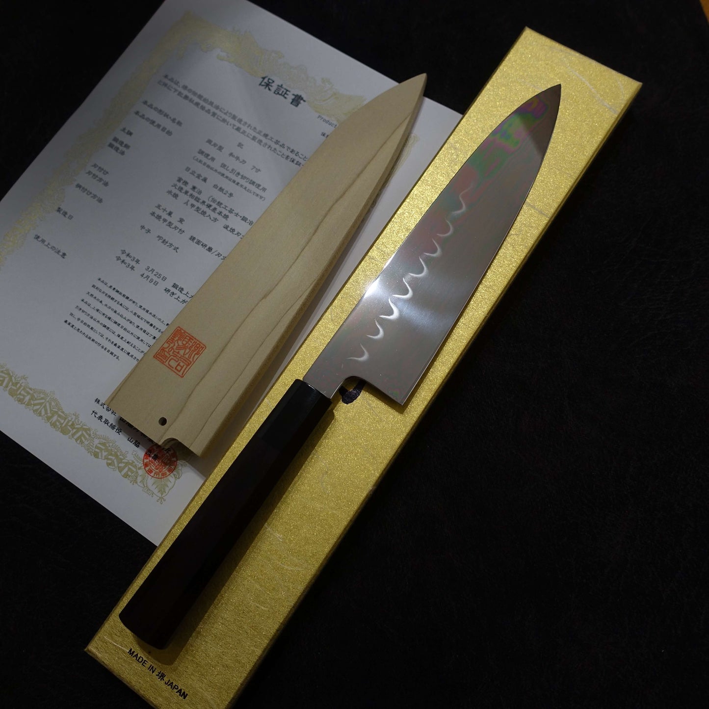 Kenji Togashi shirogami #2 honyaki 210mm gyuto - Zahocho Japanese Knives