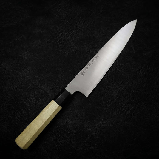 Yoshiaki Fujiwara (Kiyoshi Kato) migaki aogami 240mm wa-gyuto - Zahocho Japanese Knives